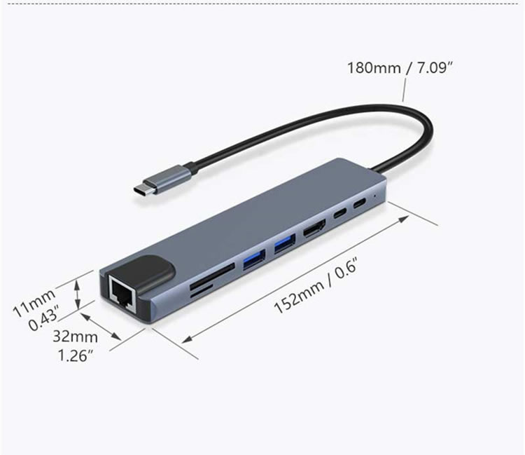 HUB TIPO C A 8 PUERTOS - Imagen 2
