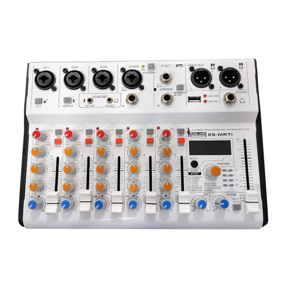 CONSOLA DE 7 CANALES ENGLAND SOUND MR7I 4MIC +1ST +USB +BT