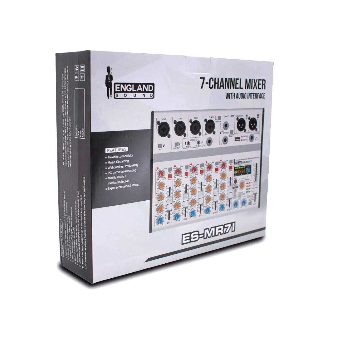 CONSOLA DE 7 CANALES ENGLAND SOUND MR7I 4MIC +1ST +USB +BT - Imagen 5