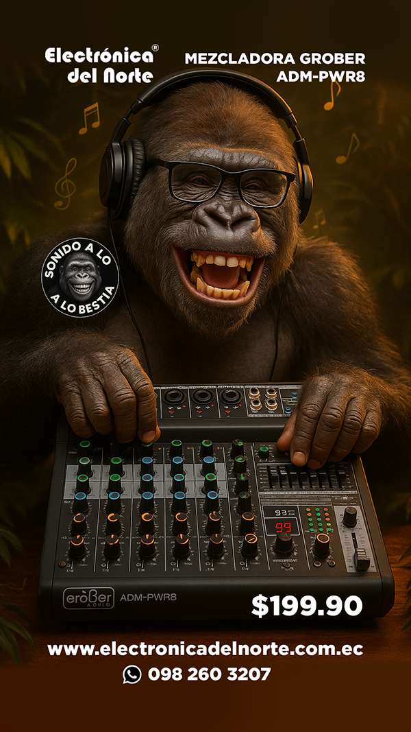 CONSOLA GRÖBER ACTIVA PROFESIONAL 8 CANALES CON USB/BLUETOOTH/FX/PC LINK 2X200W - Imagen 8